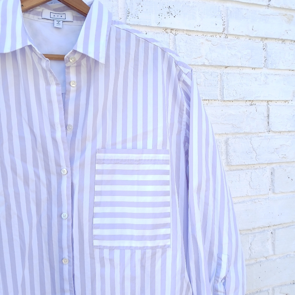 AYR The Deep End Stripe Shirt in Grape Soda Large - Picture 5 of 9